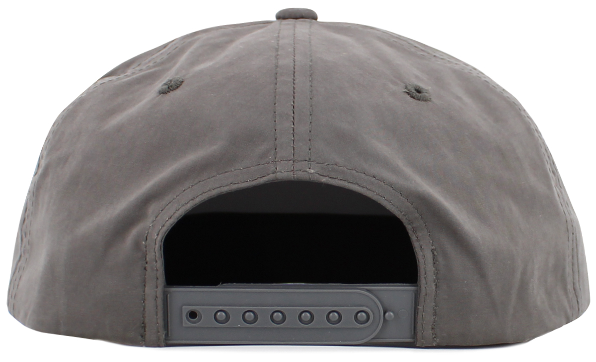 Dark Gray / Black flat bill cap rear view